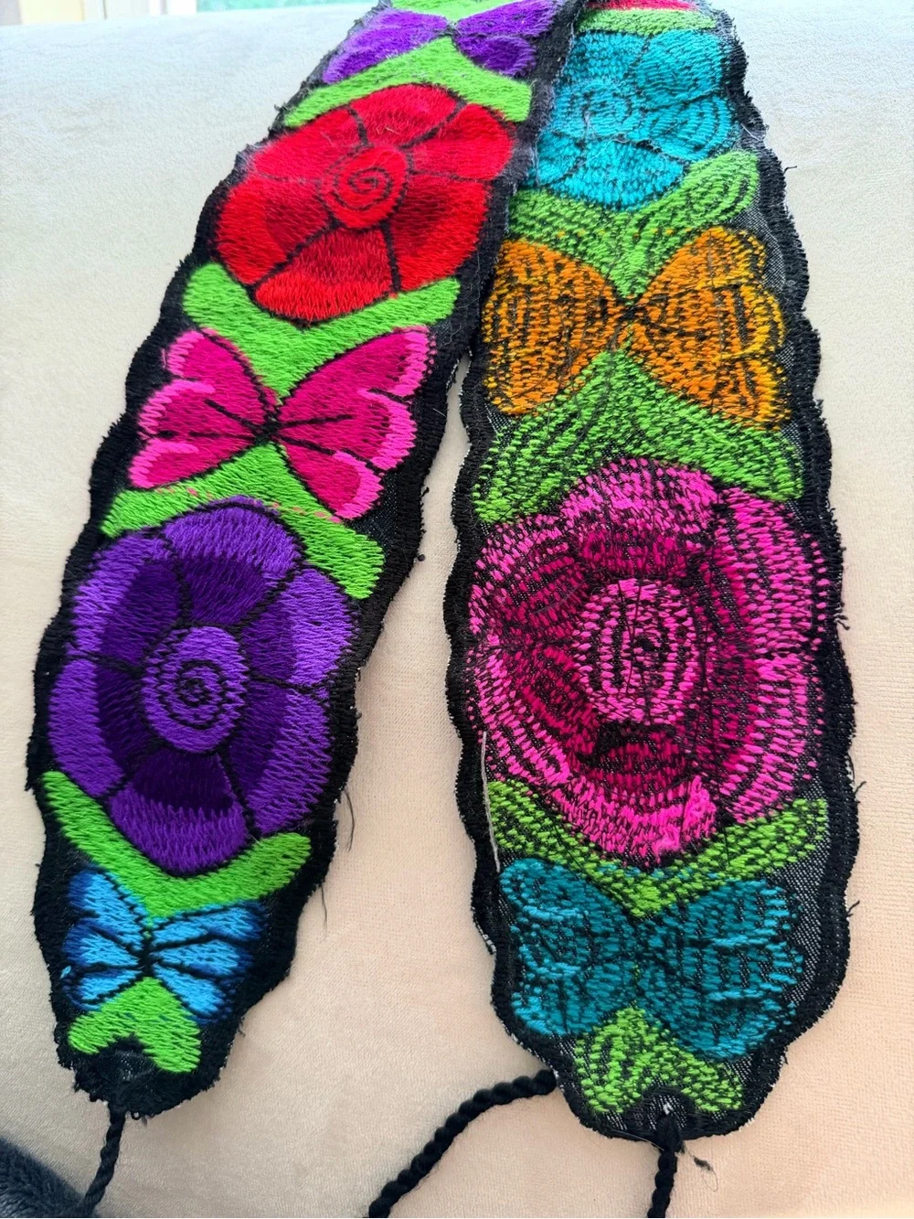 Hand-Embroidered Mexican Floral Chiapas Waist Belt in Bright Colorful Style